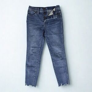 Madewell Jeans Womens 29‎ Skinny Button Fly Blue 10" High-Rise Raw Hem